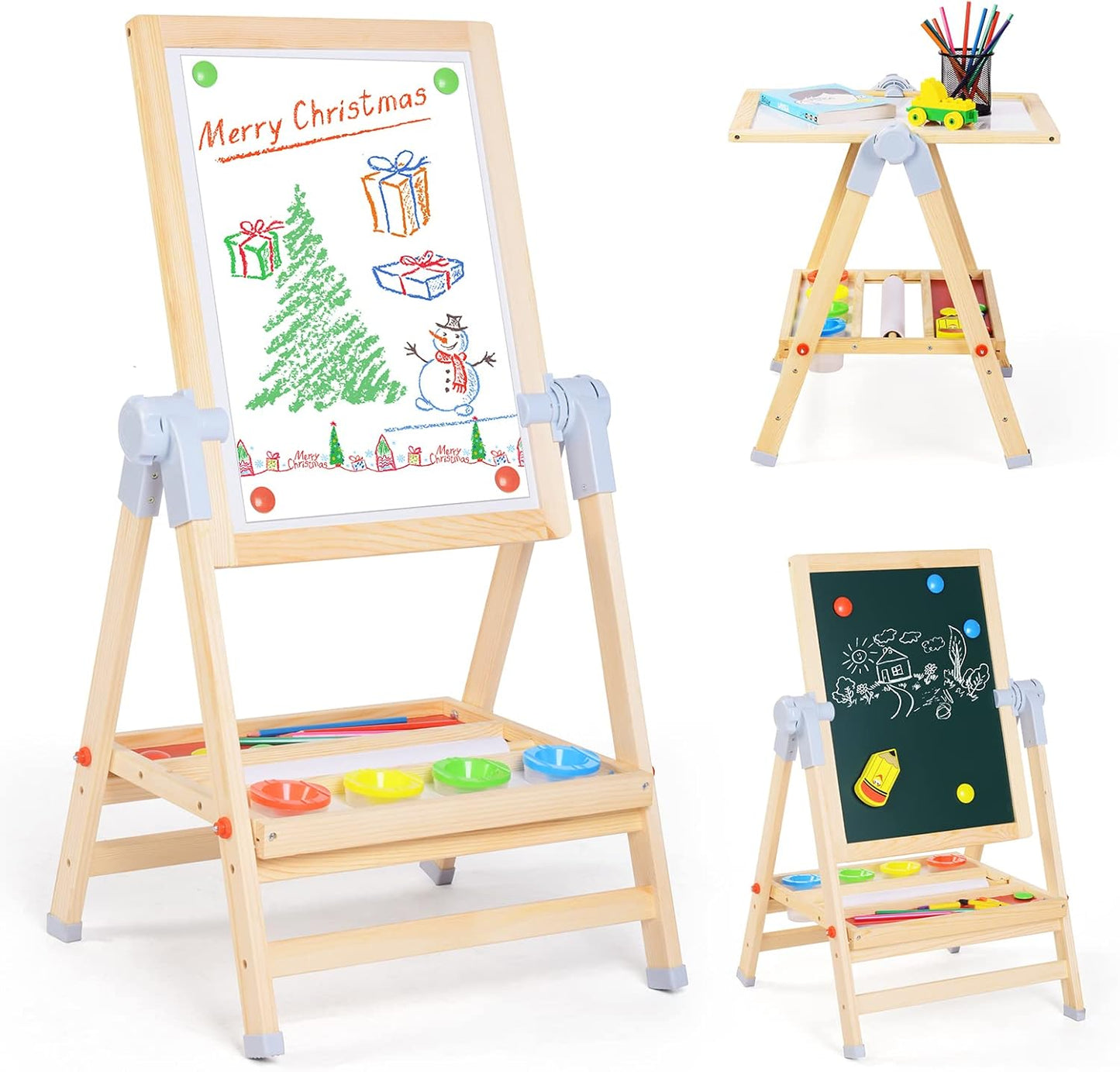 360 Rotating Kids Art Easel with Magnetic Board