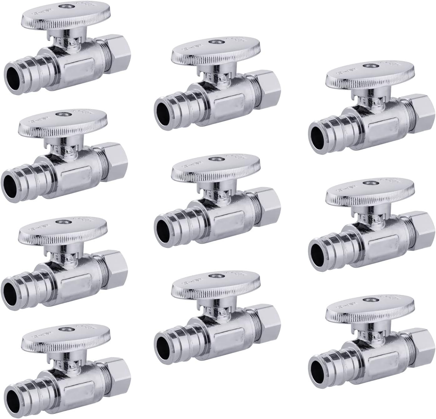 10 PCS EFIELD Stop Valve Pex-a 1/4 Turn Straight Chrome Brass