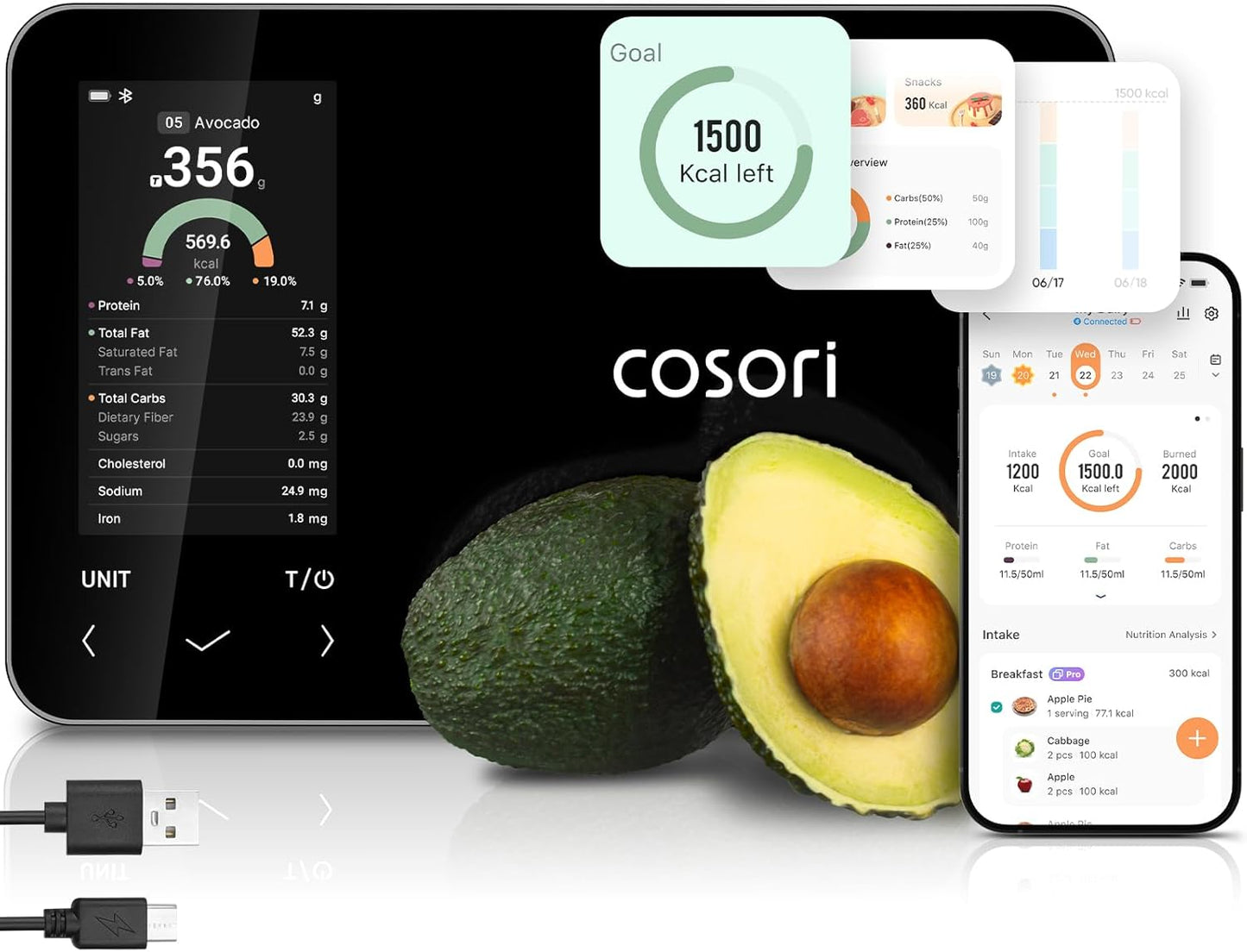 Cosori Smart Food Kitchen Scale for Accurate Nutritional Tracking