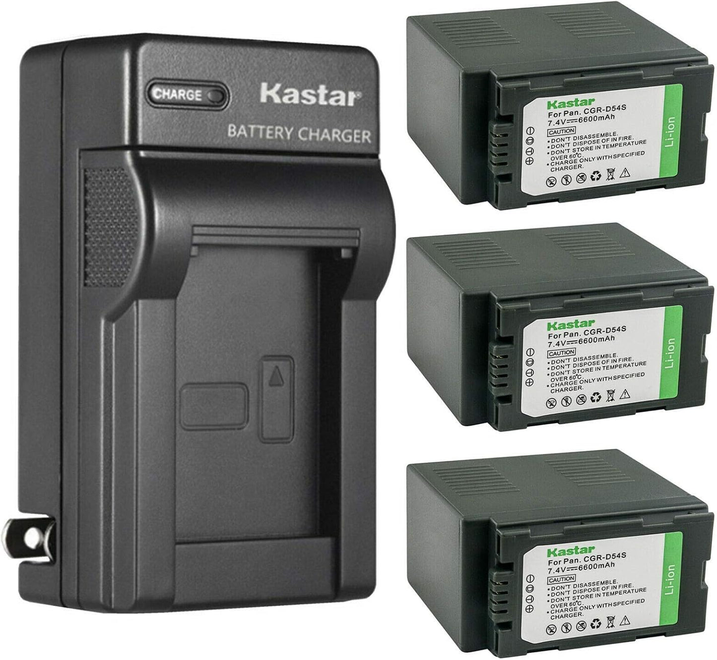 Kastar 3-Pack CGA-D54 Battery and AC Charger for Panasonic Cameras