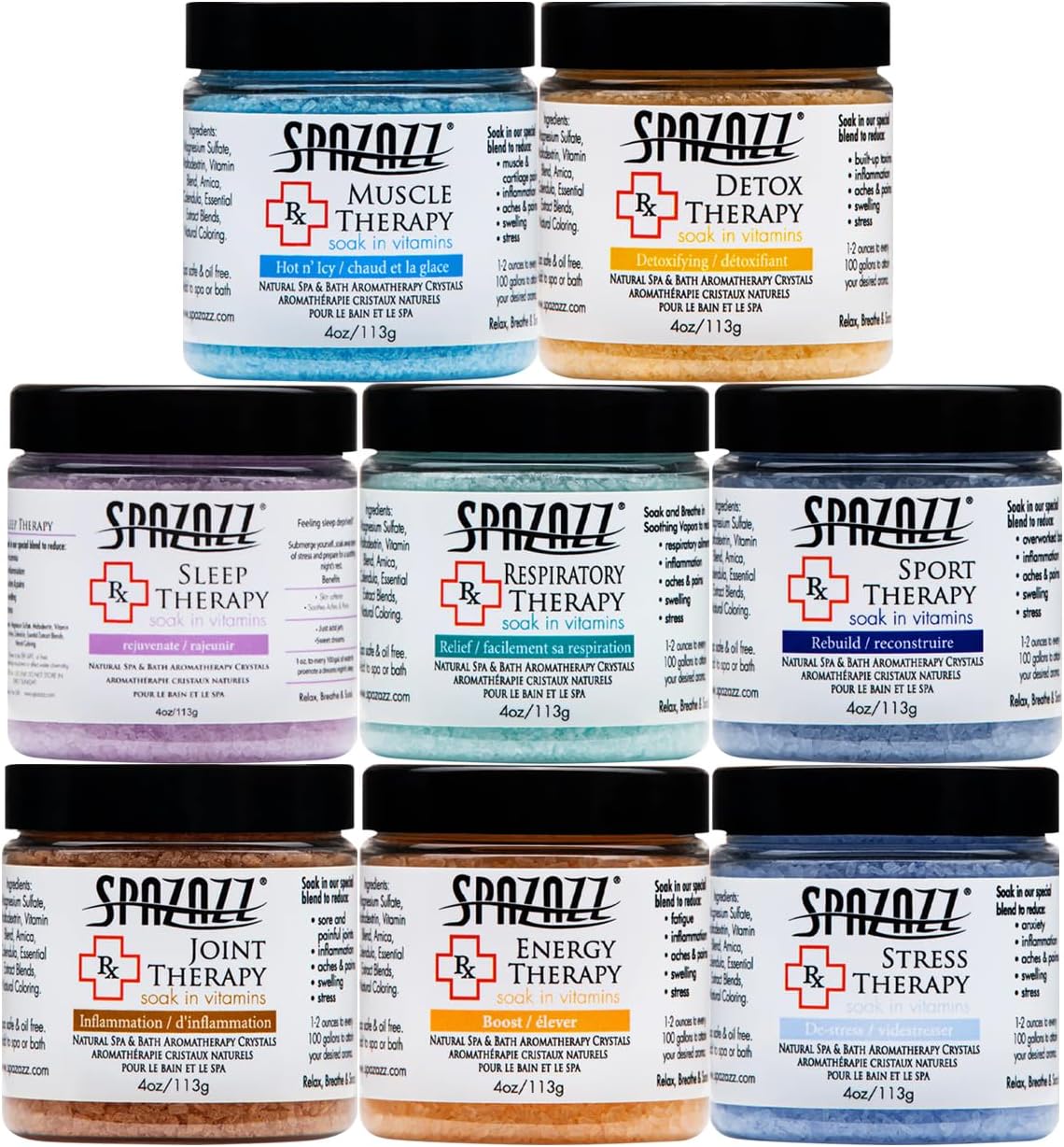 Spazazz RX Therapy Hot Tub Aromatherapy Salt Crystals Bundle