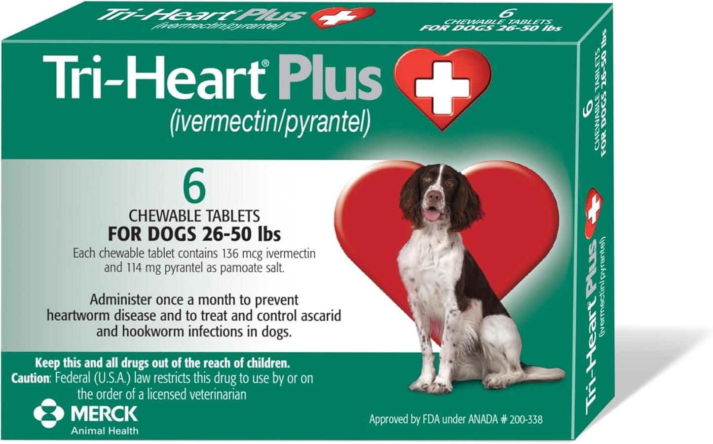 TRI-HEART PLUS Chewable Tablets for Dogs, 6-Month Supply
