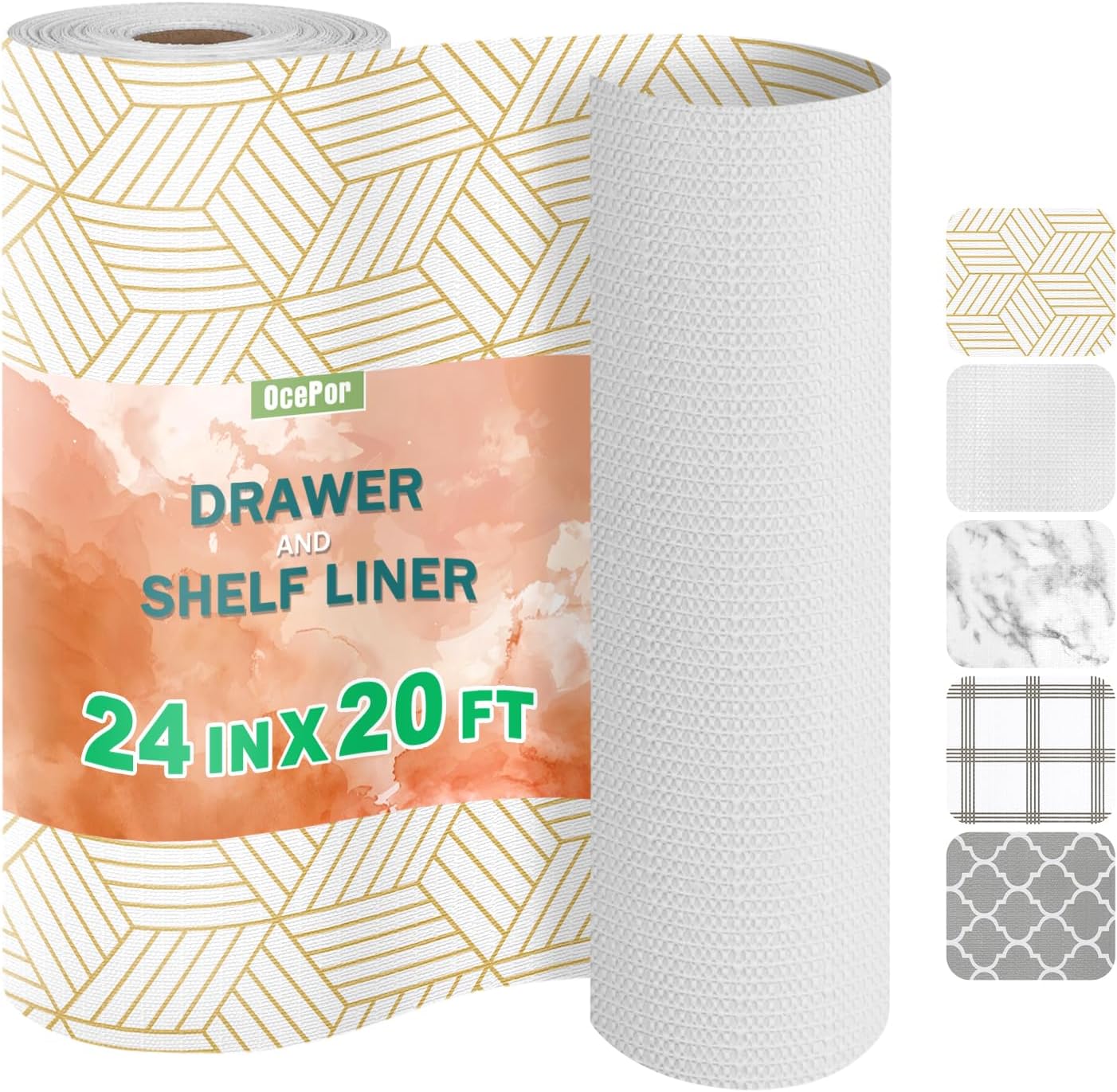 OcePor Non-Adhesive Drawer and Shelf Liner for Kitchen Use