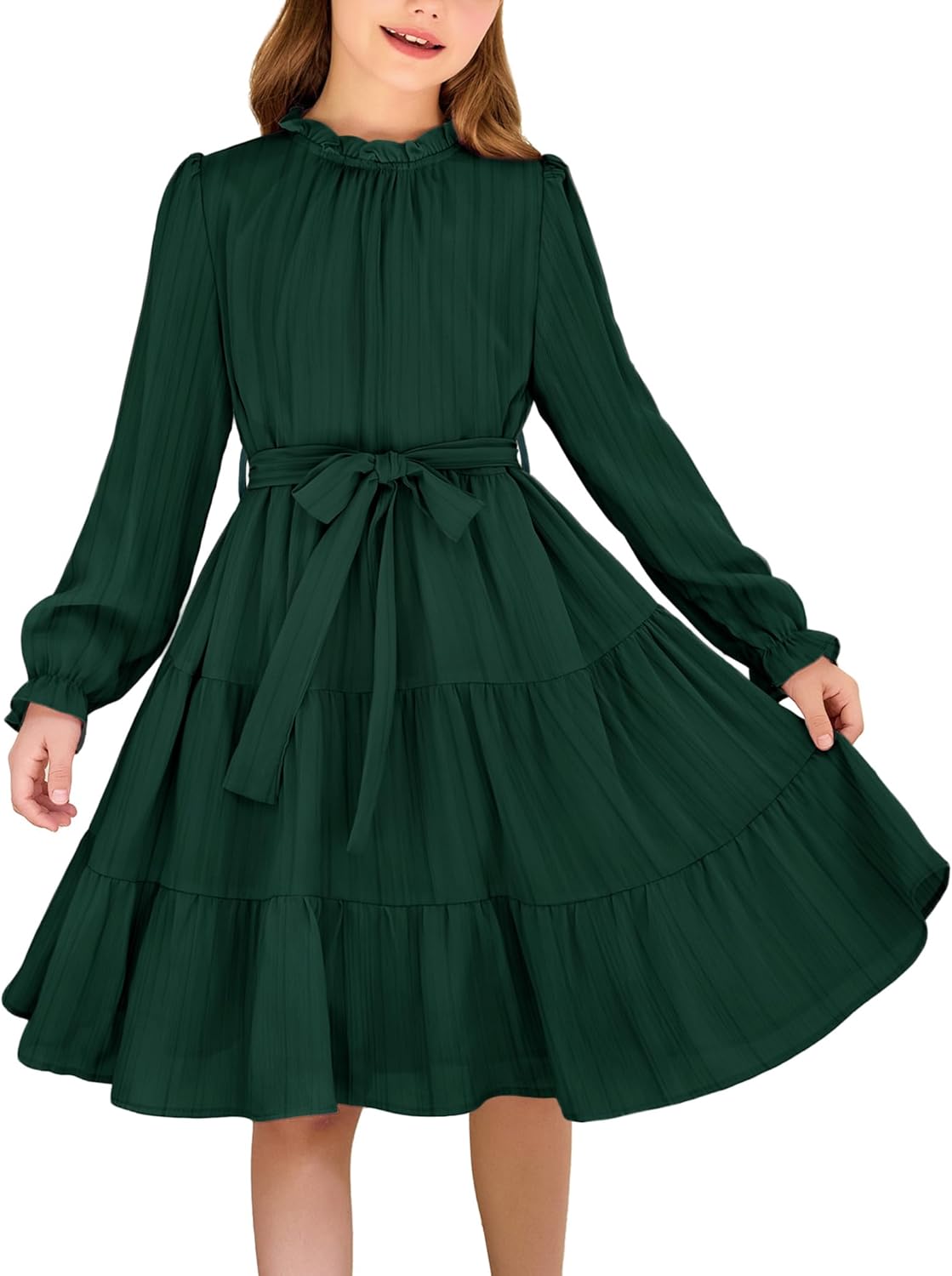 Arshiner Girls Long Sleeve Dress for Tween Fall Formal Events