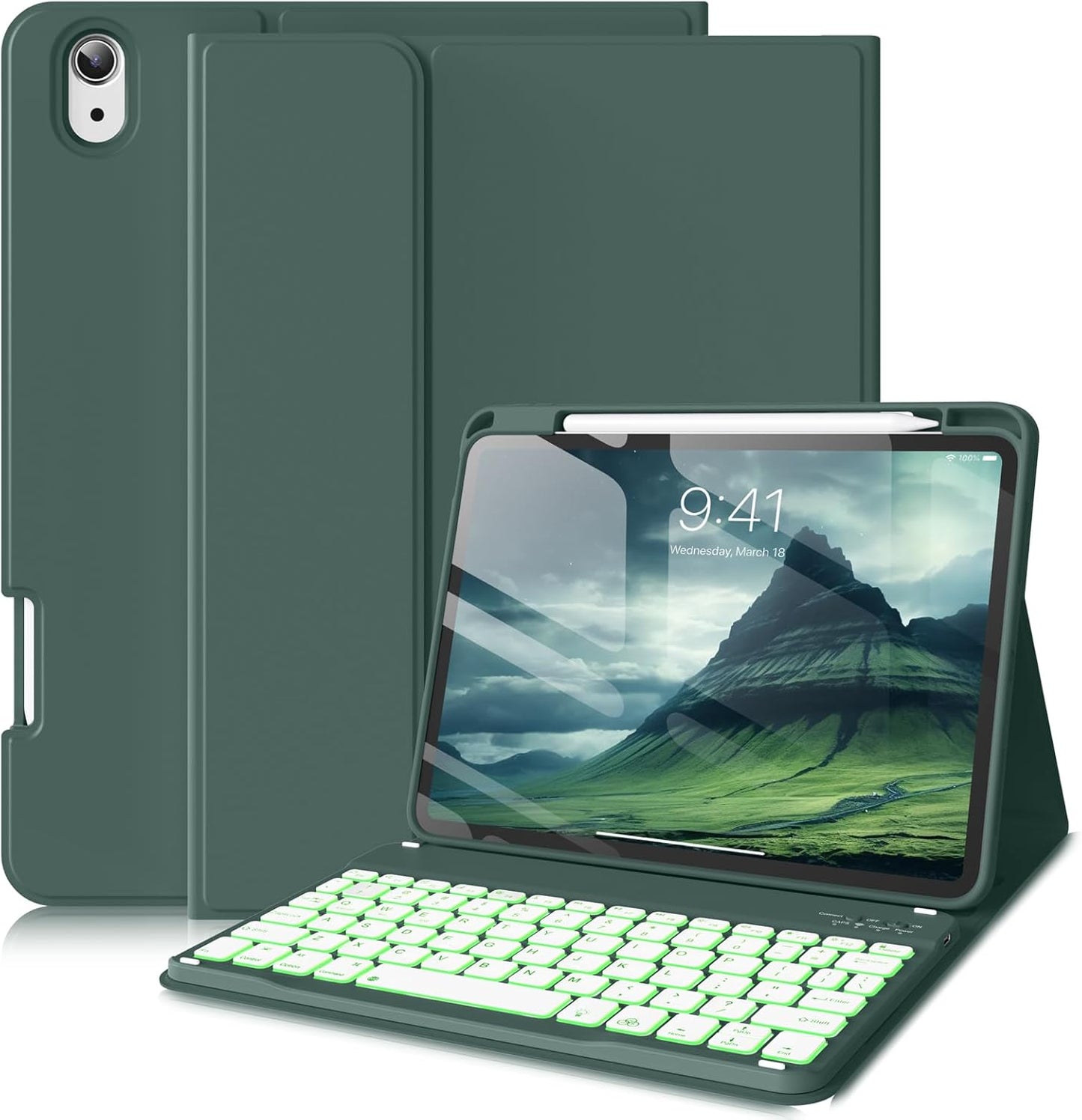 Detachable Wireless Keyboard Case for iPad 11th/10th Gen - Dark Green