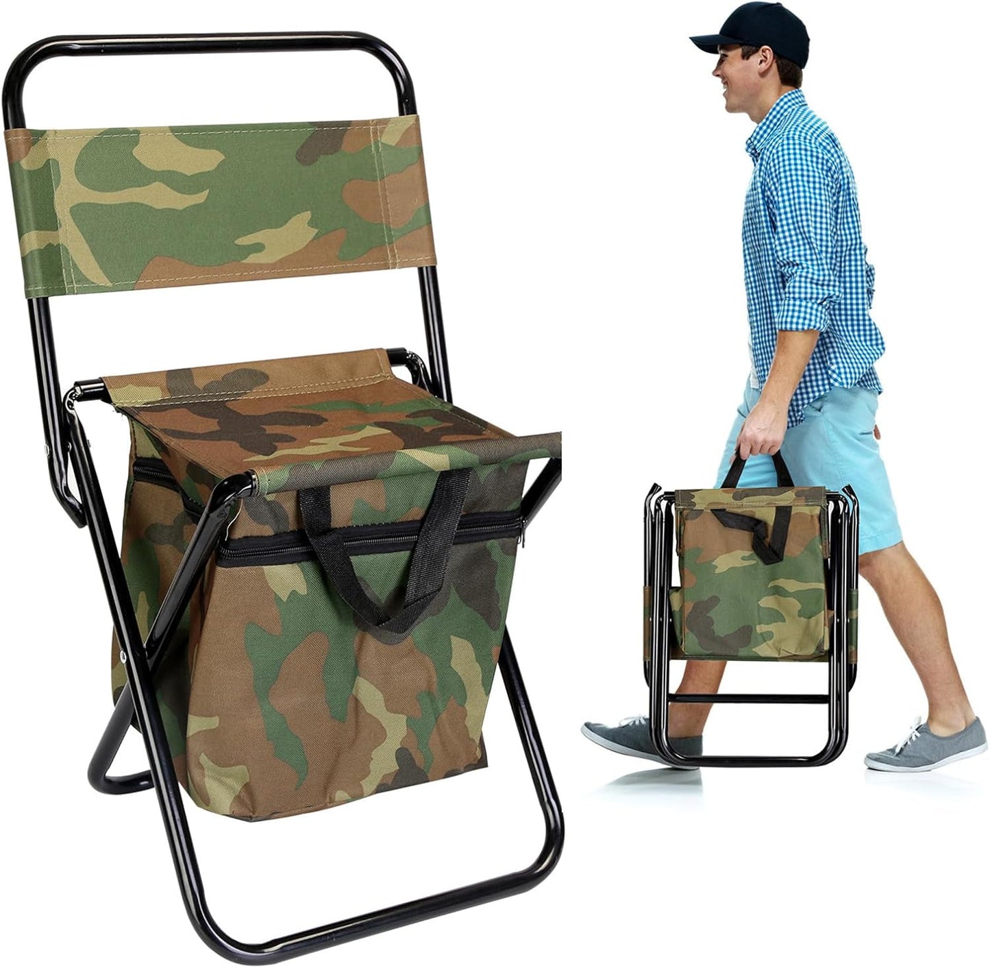 Fishing Chair with Cooler Bag - Compact & Comfortable