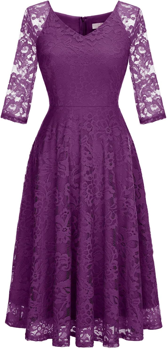 Elegant A-Line Lace Long-Sleeve Wedding Guest Dress for Women