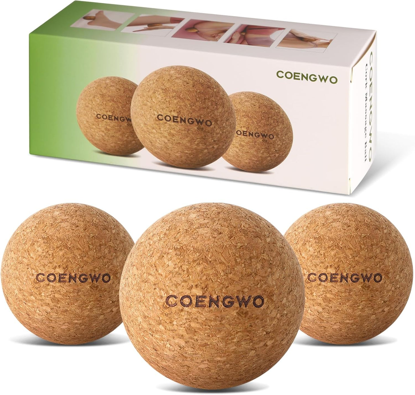 COENGWO Cork Massage Balls Set - Target Muscle Knots & Tension