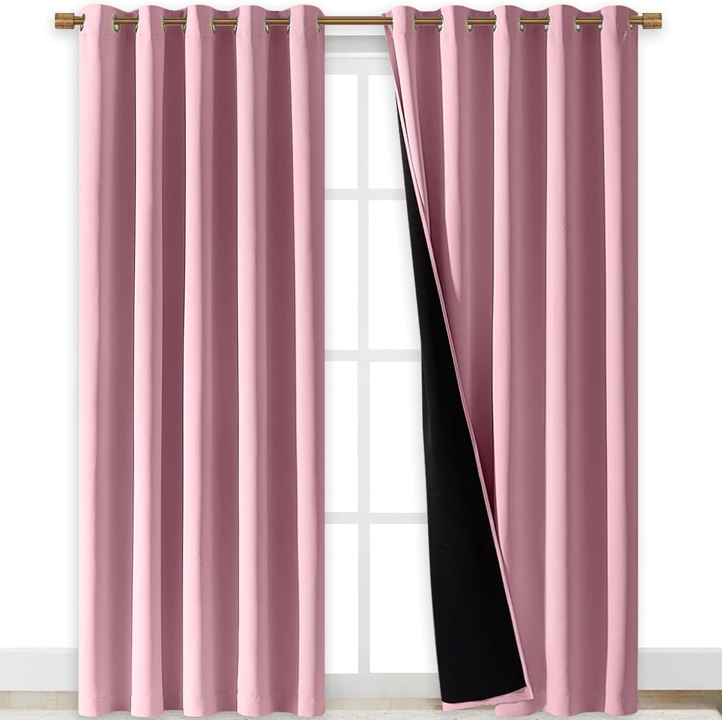 NICETOWN Crystal Pink Full Shade Curtain Panels for Home Decor