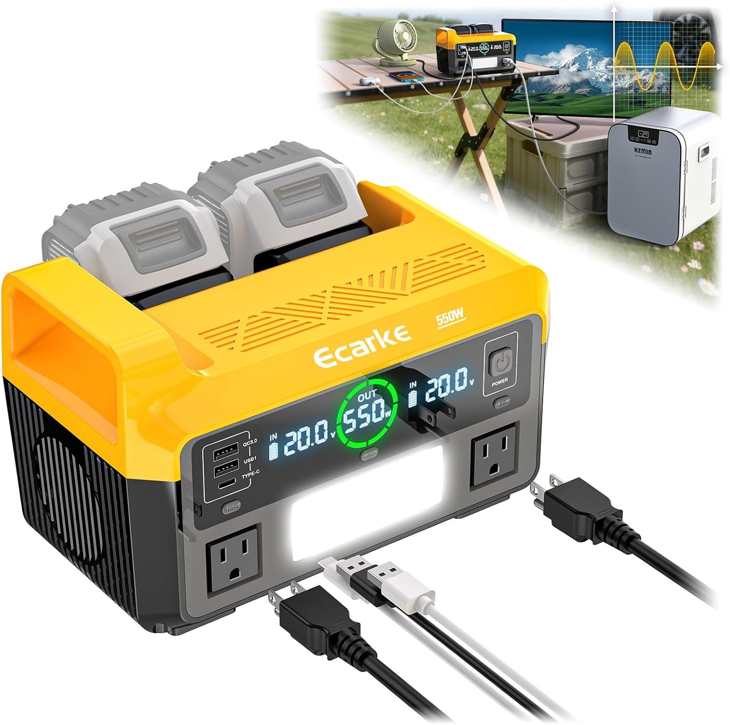 550W Portable Power Inverter for Dewalt 20V Battery Use
