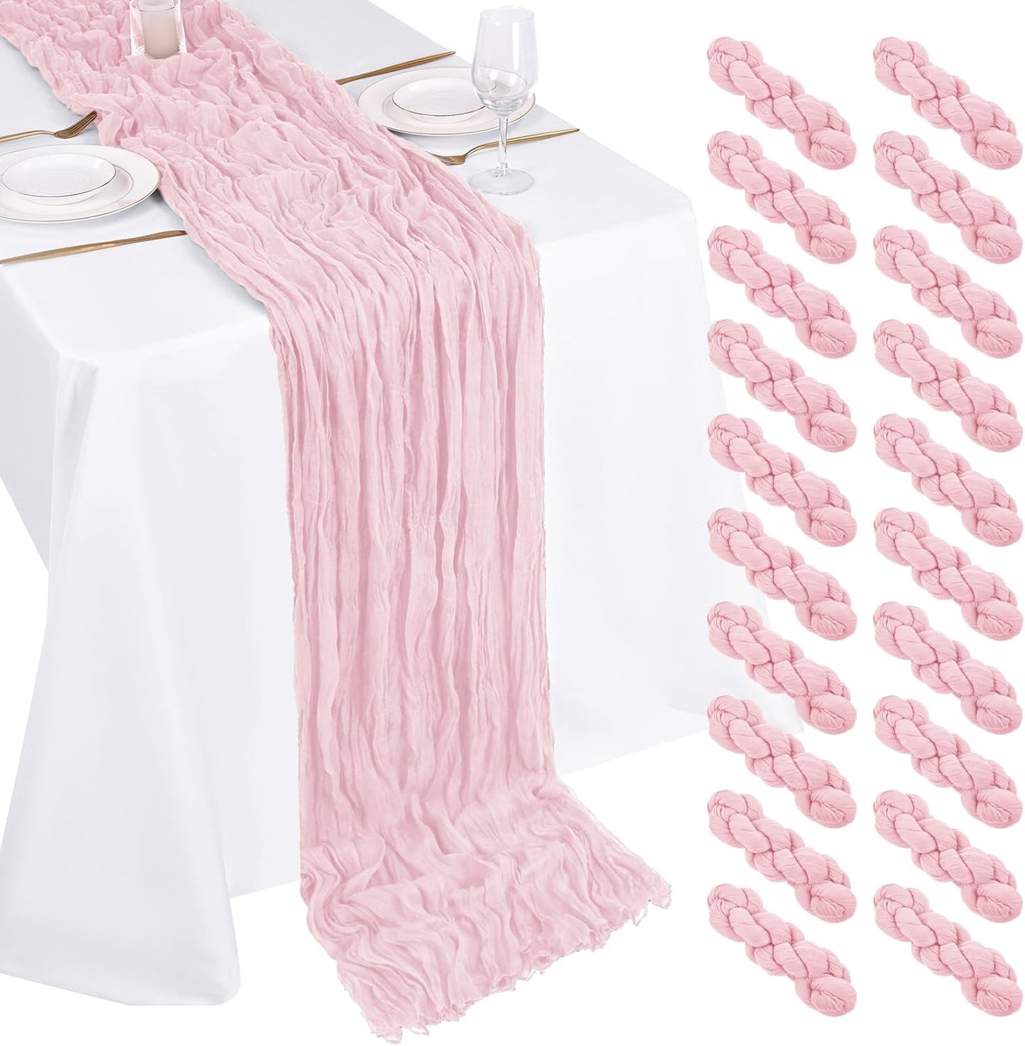 Beautane 20 Pack Cheesecloth Table Runner for Events