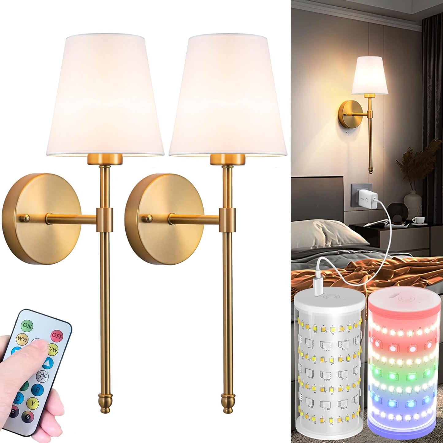 Battery Operated Wall Sconces Set Of 2 For Any Room Decor