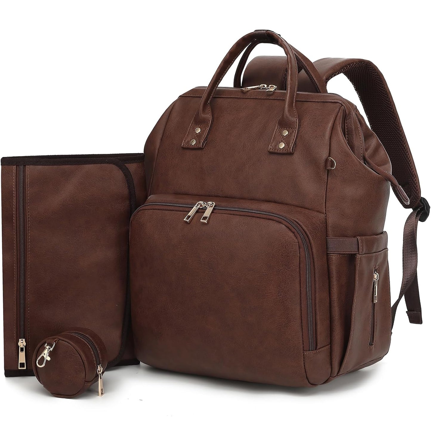 Premium Vegan Leather Diaper Bag Backpack for Stylish Parents