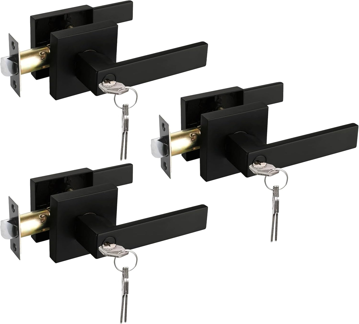 Keyed Entry Solid Door Lever with Matte Black Finish for Security