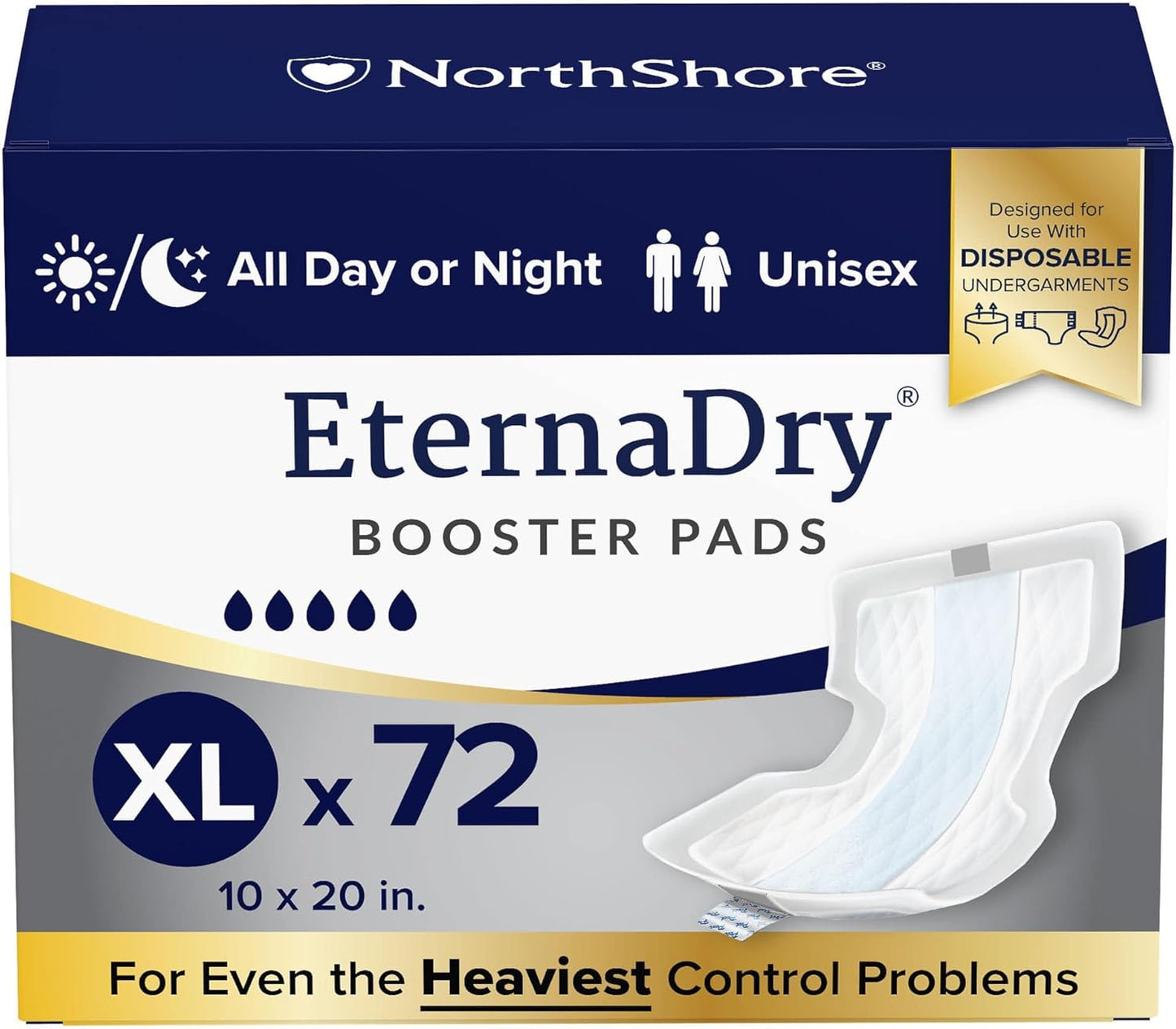NorthShore Booster Pads for Men and Women - X-Large Case of 72