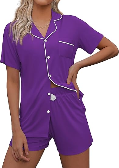 Ekouaer Women Classic Button Down Soft Short Pajamas Set Review