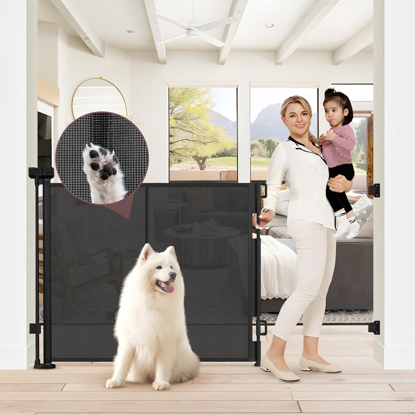 Reinforced 41 Inch Extra Tall Baby Gate for Pets and Kids