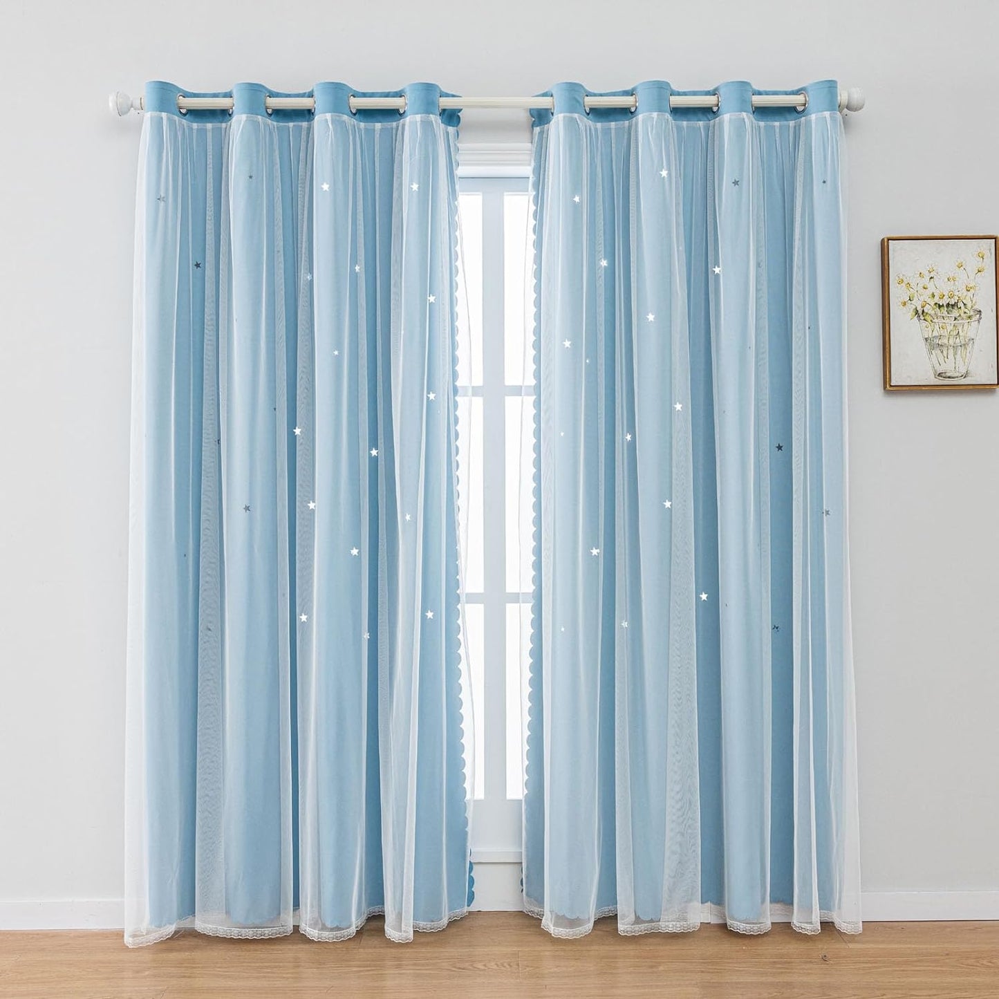 FANLI Star Blackout Curtains for Kids Room - Elegant Design