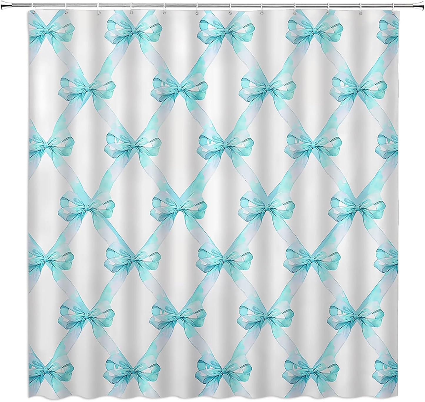 Princess Style Teal Bow Shower Curtain - Aesthetic Chic