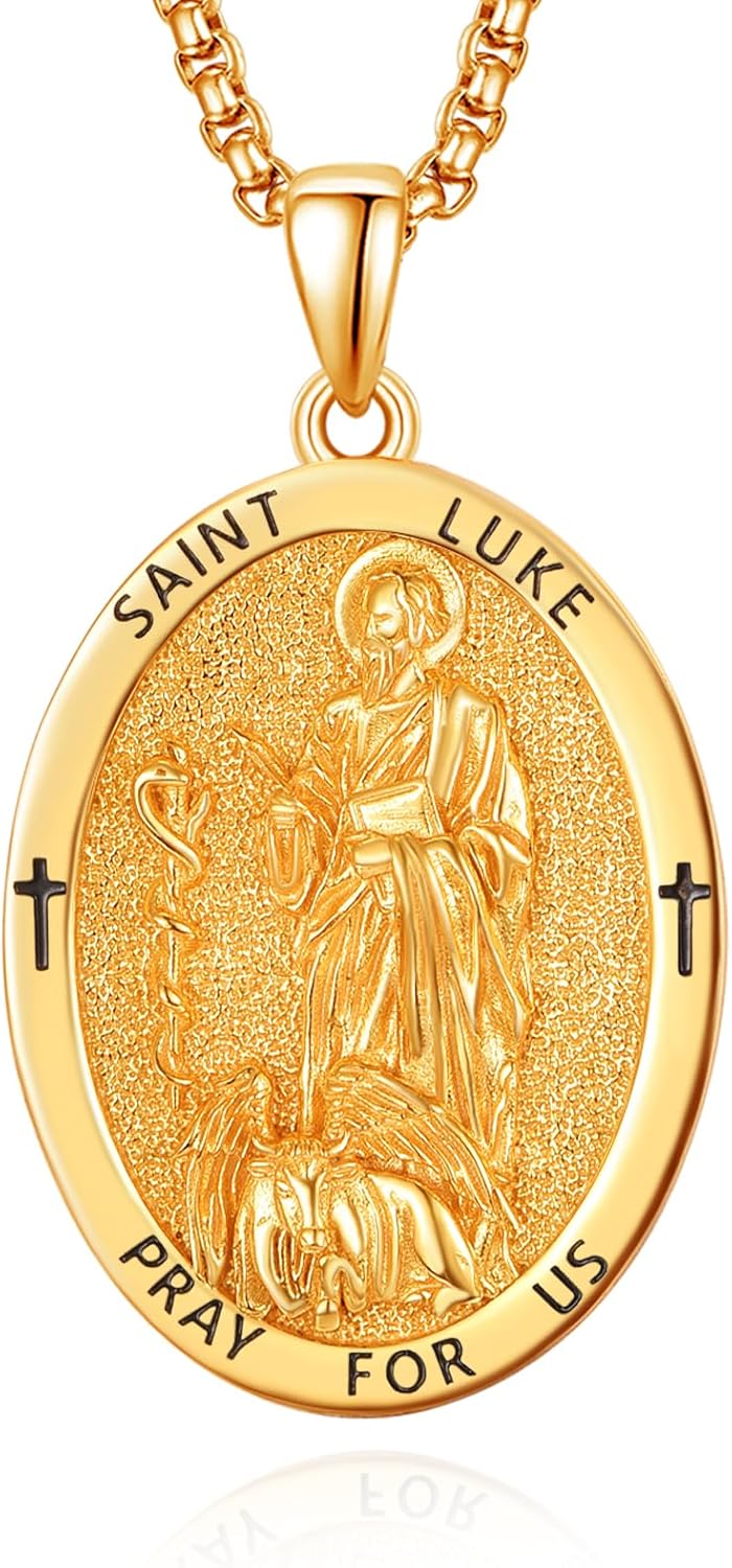 925 Sterling Silver Saint Luke Amulet Necklace for Protection
