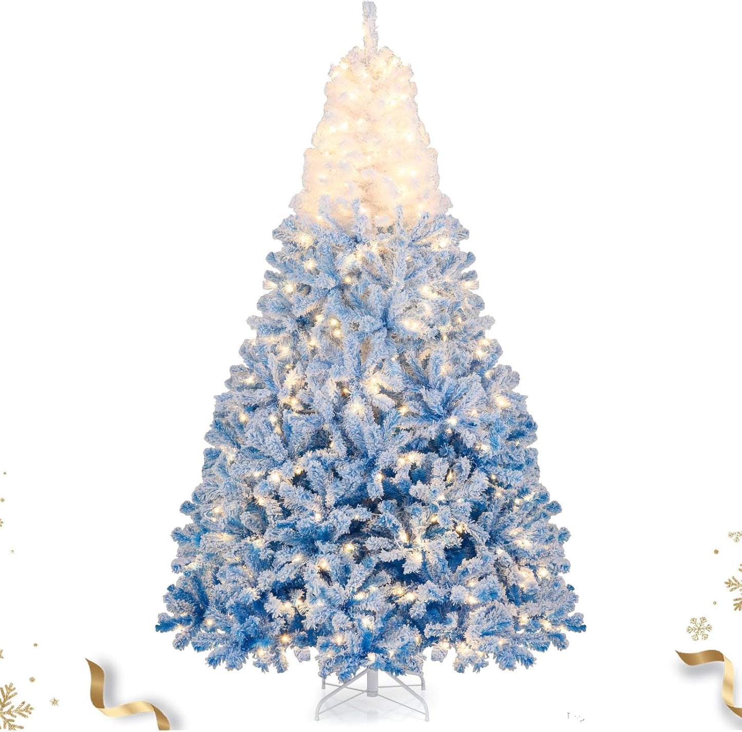 8 FT Pre-lit Flocked Christmas Tree with 470 LED Lights