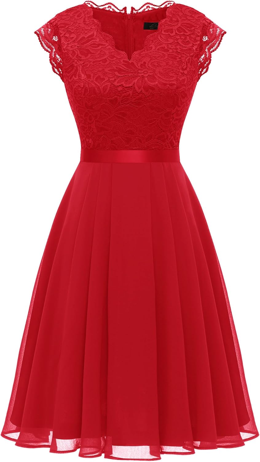 Dressystar Women's V Neck Sleeveless Lace Bridesmaid Dress