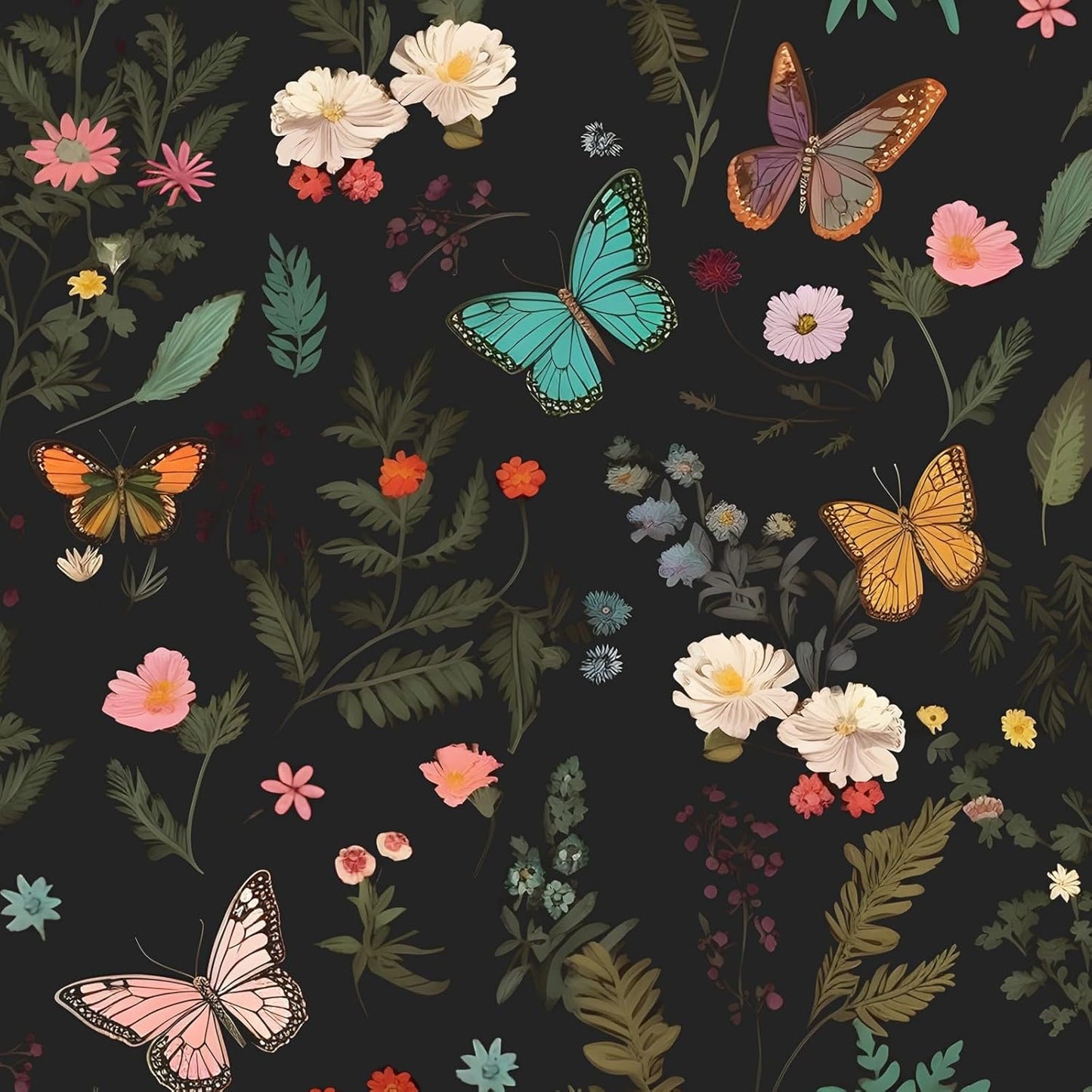 Extra Long Black Butterfly Peel and Stick Wallpaper for Home