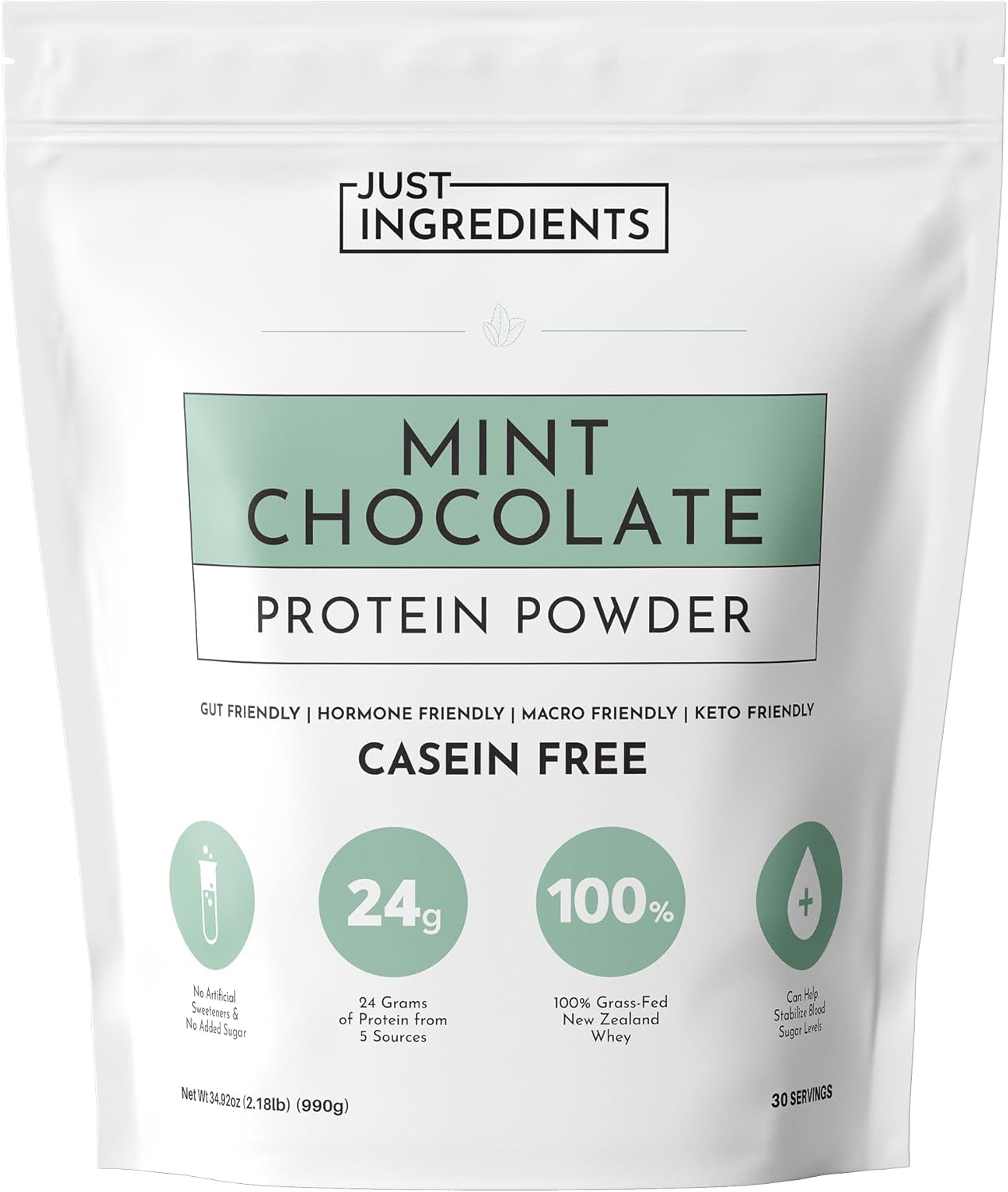 Mint Chocolate Protein Powder with Grass-Fed Whey & Plant Blend