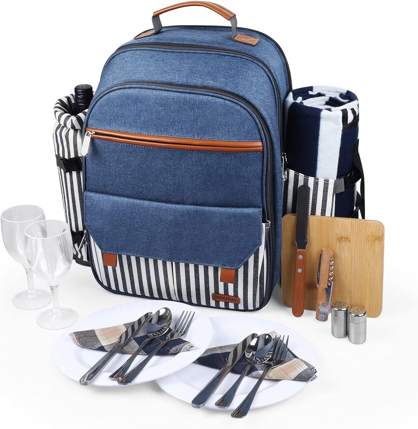 Sunflora Insulated Picnic Backpack for 2 with Cooler & Blanket