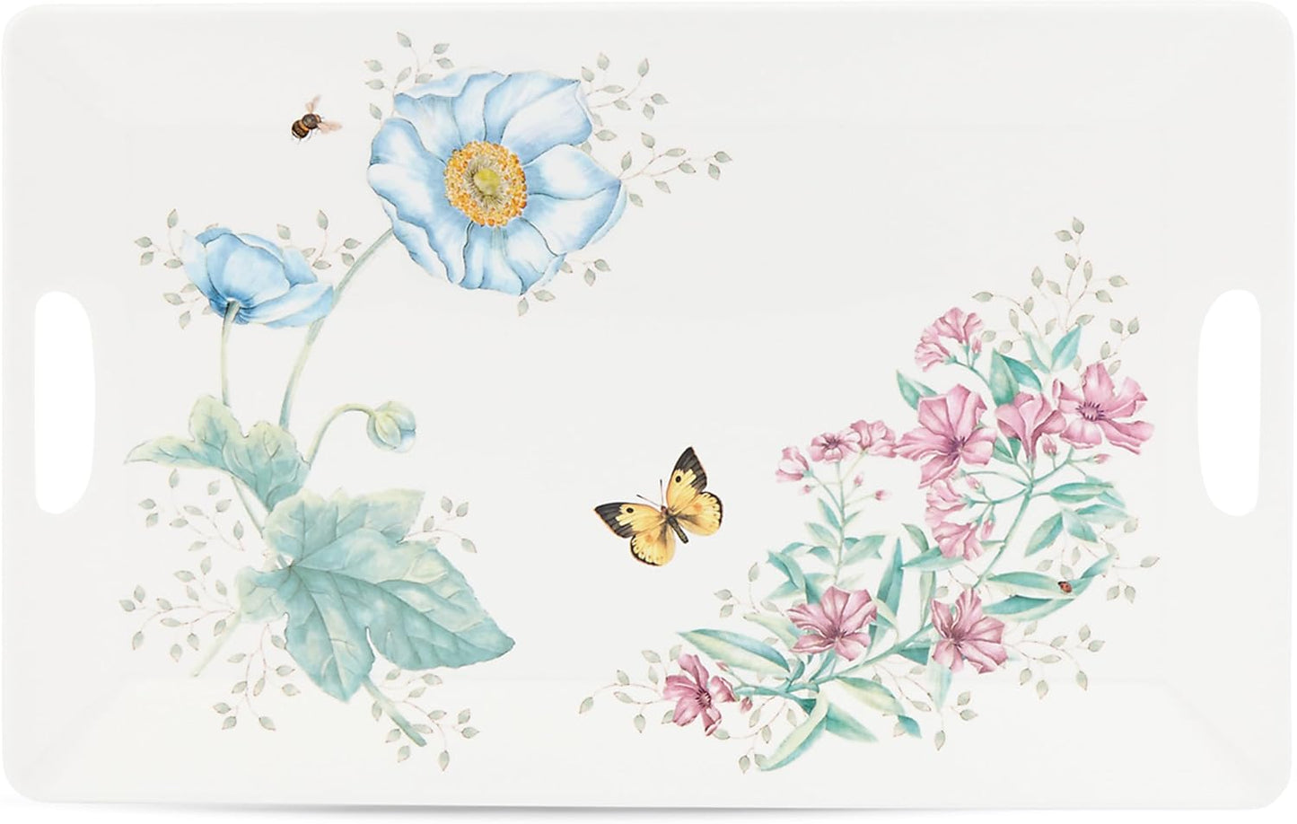 Lenox Butterfly Meadow Melamine Handled Serving Tray for Dining
