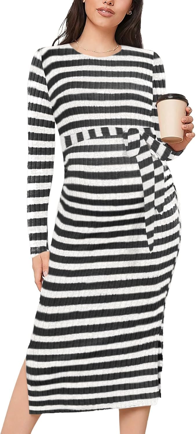 Crewneck Maternity Sweater Dress for Stylish Pregnancy Wear