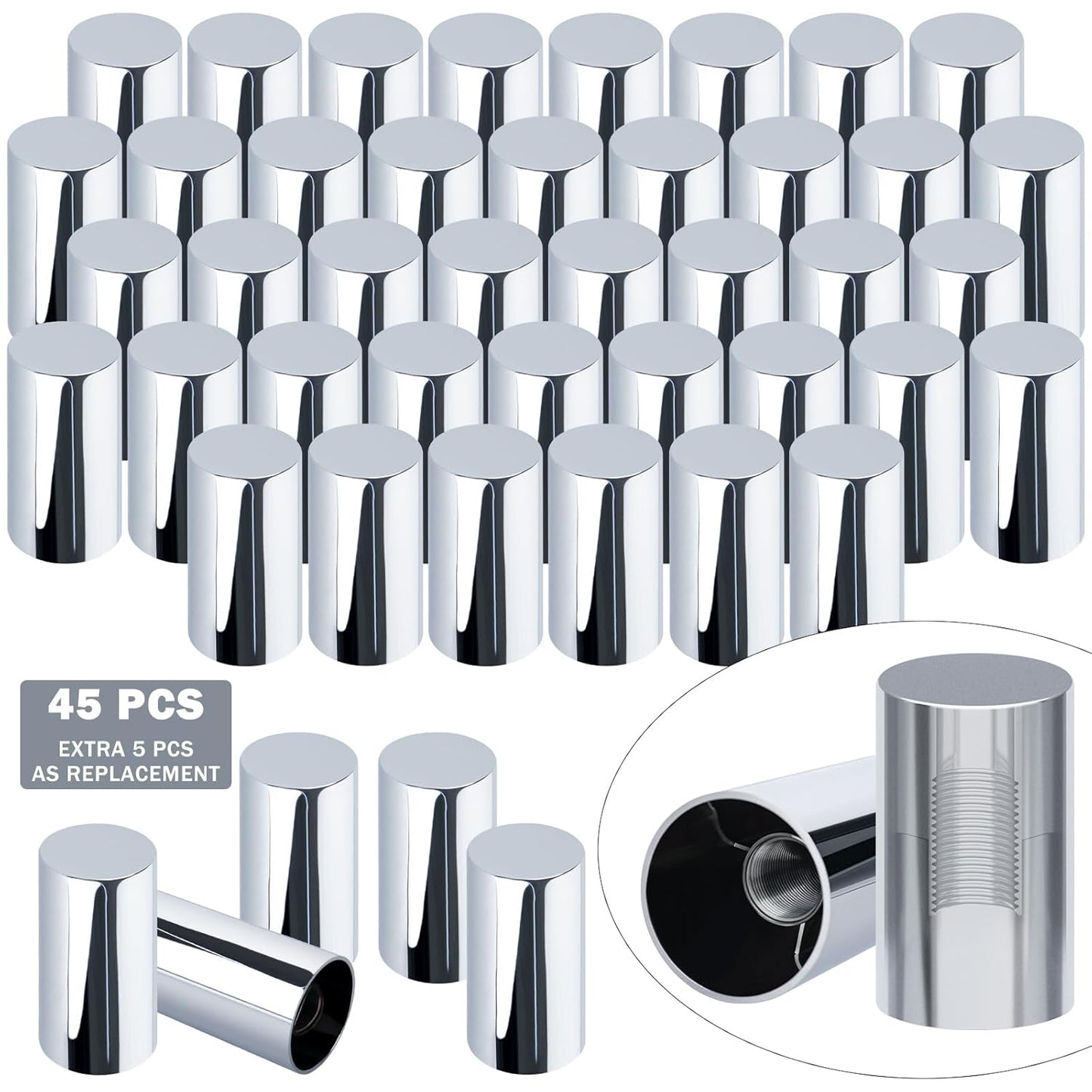 CheeMuii 45 Pcs Column Lug Nut Covers Kit for Trucks and Trailers