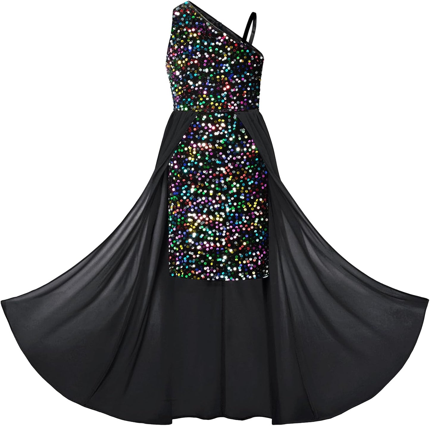 Girls Sequin Dress One Sleeve for Pageants and Parties