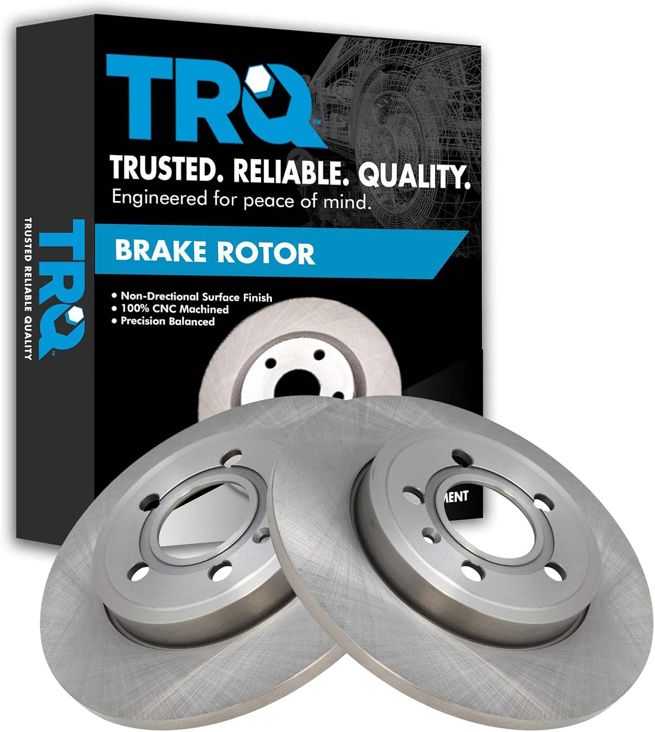 TRQ Rear Brake Rotors Set Solid for 2005-2009 Audi A4 Quattro