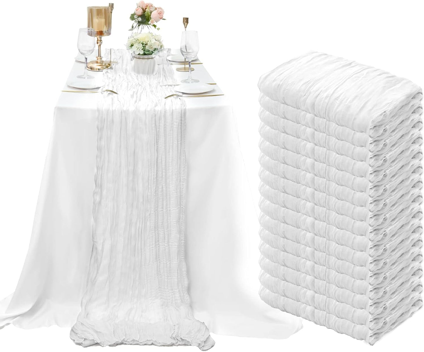 15 Pack Cheesecloth Table Runner for Rustic Boho Decor