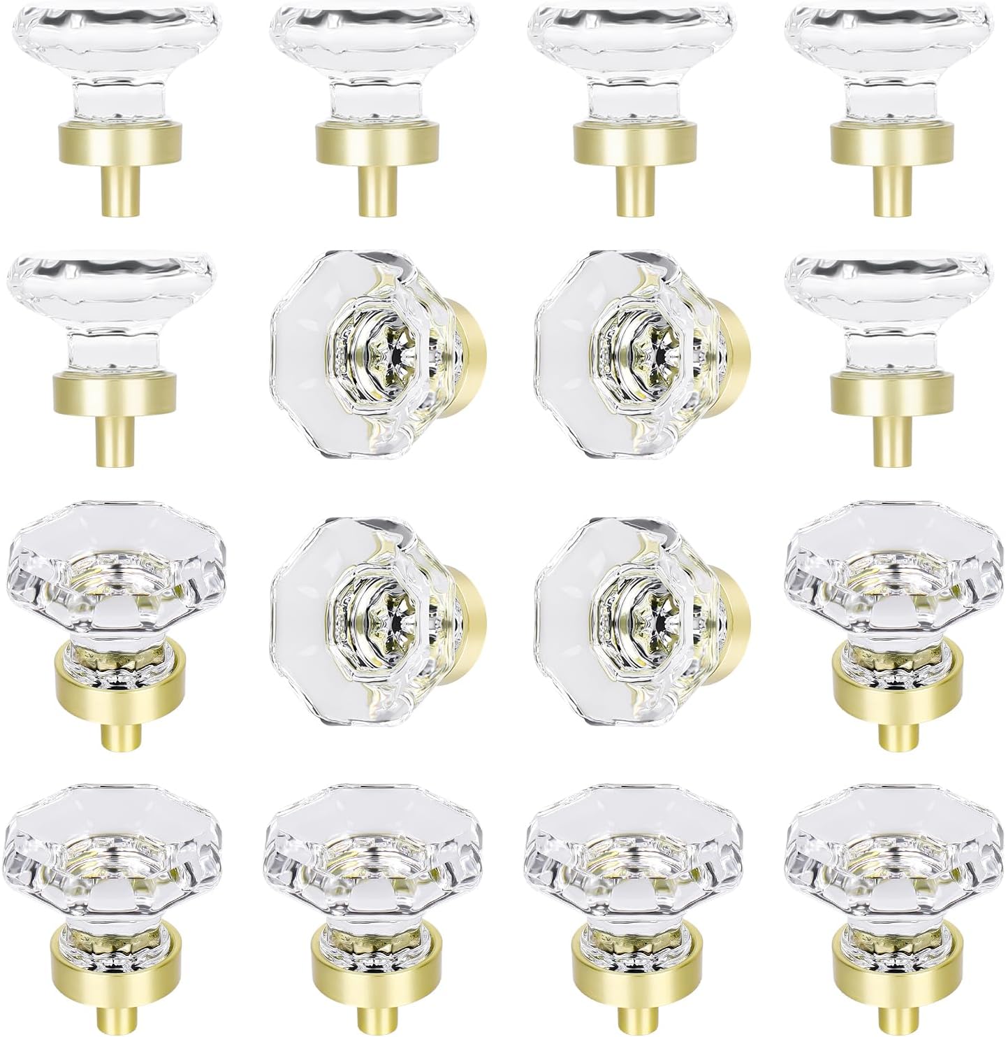 Gold Crystal Glass Cabinet Knobs for Elegant Home Decor