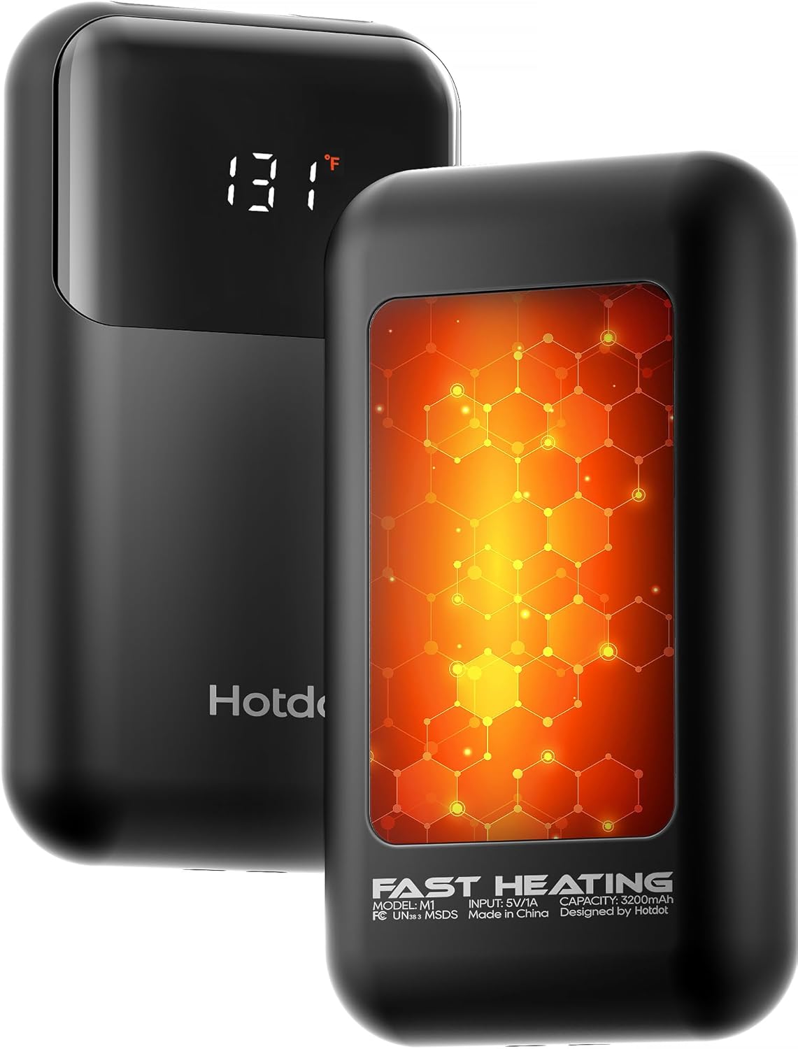 Hotdot Rechargeable Hand Warmer: 4 Heat Levels, LED Display