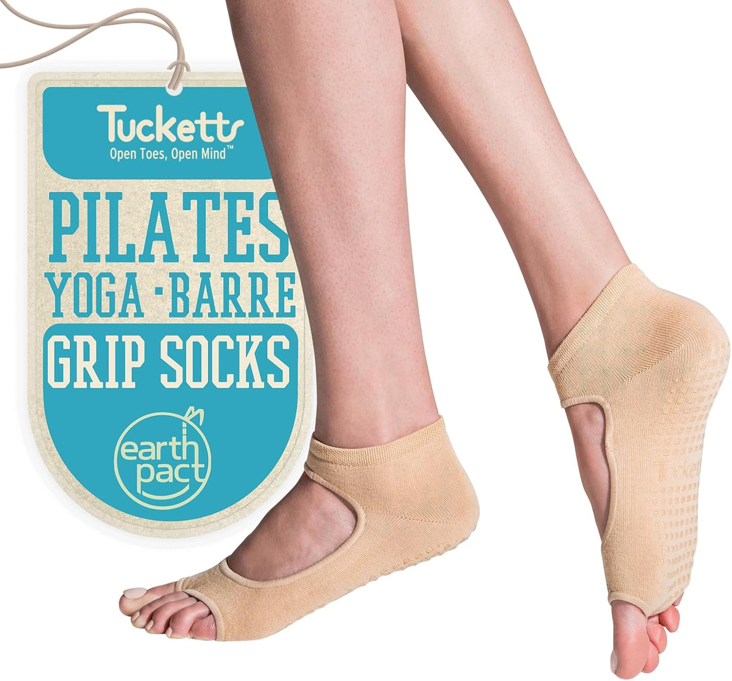 Tucketts Toeless Pilates Socks - Non-Slip Grip for Improved Balance!