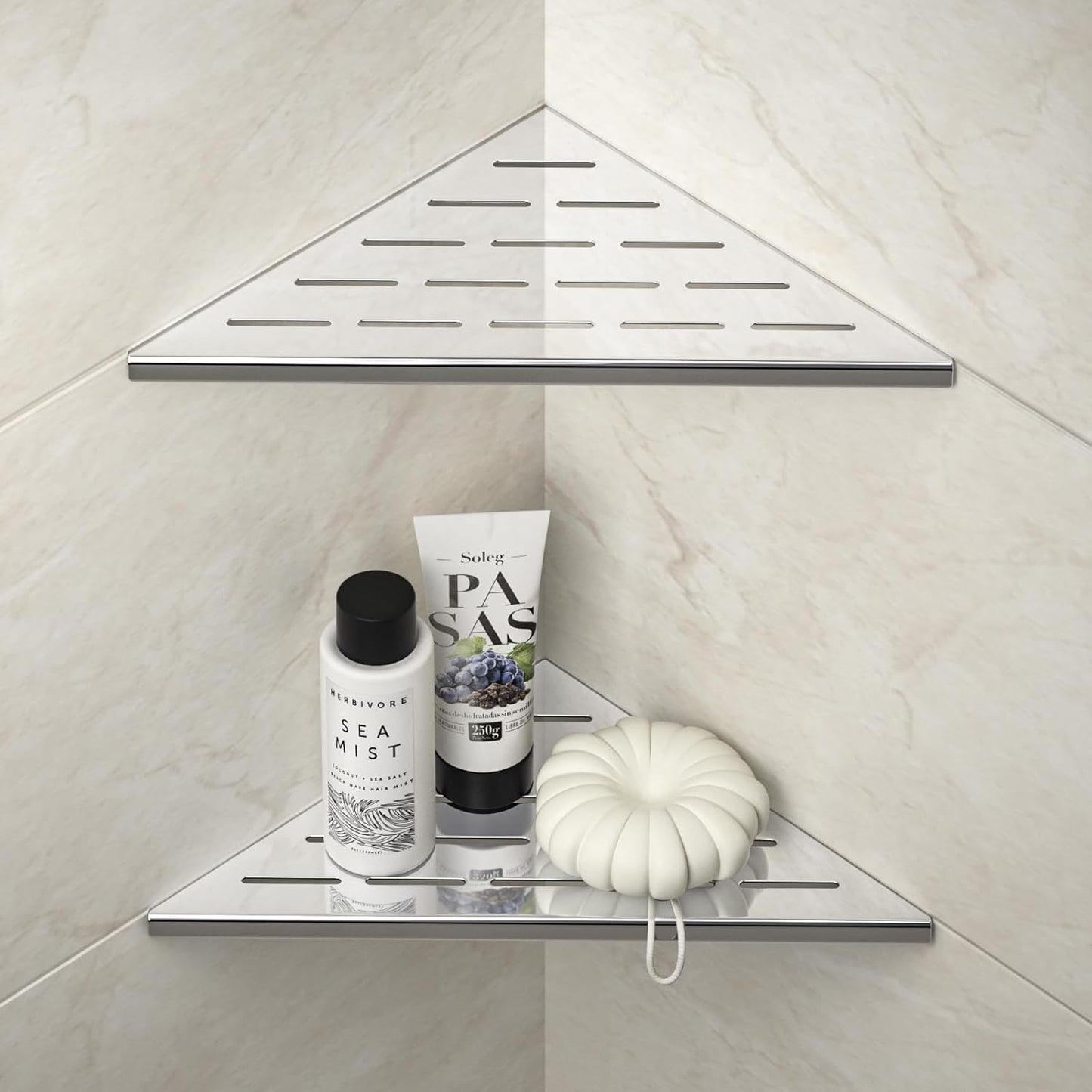 Corner Shower Shelf 10in Polished 304 Stainless Steel Recessed