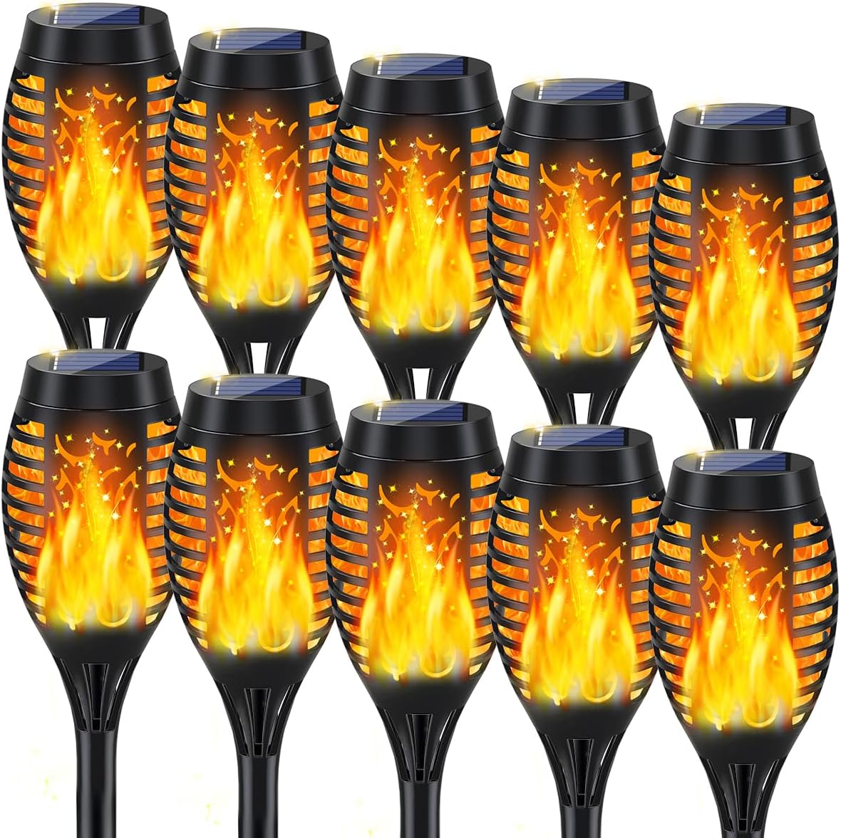 10Pack Solar Torch Lights Outdoor for Halloween Decor and More