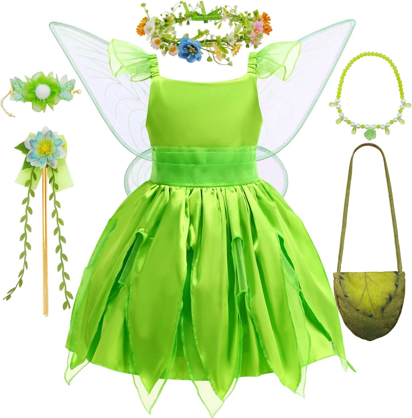 Enchanting Kid Halloween Fairy Costume Set with Wings and Dress