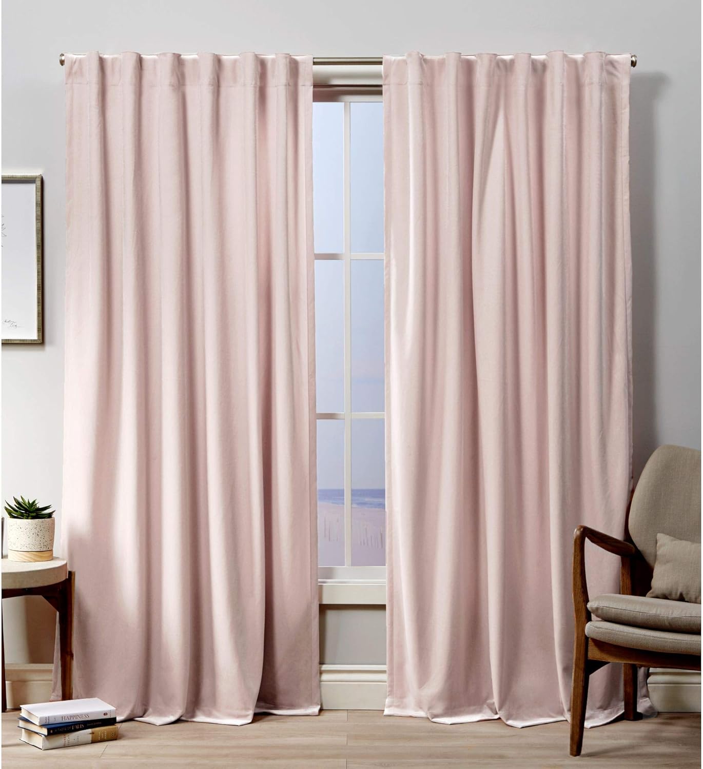 Blush Velvet Curtains Set - 52x108, 2 Panels