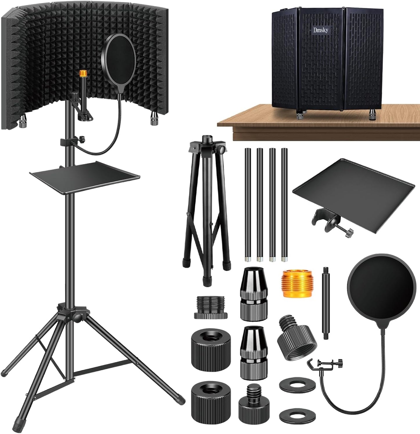 Dmsky Microphone Isolation Shield for Studio Recording & Podcasts