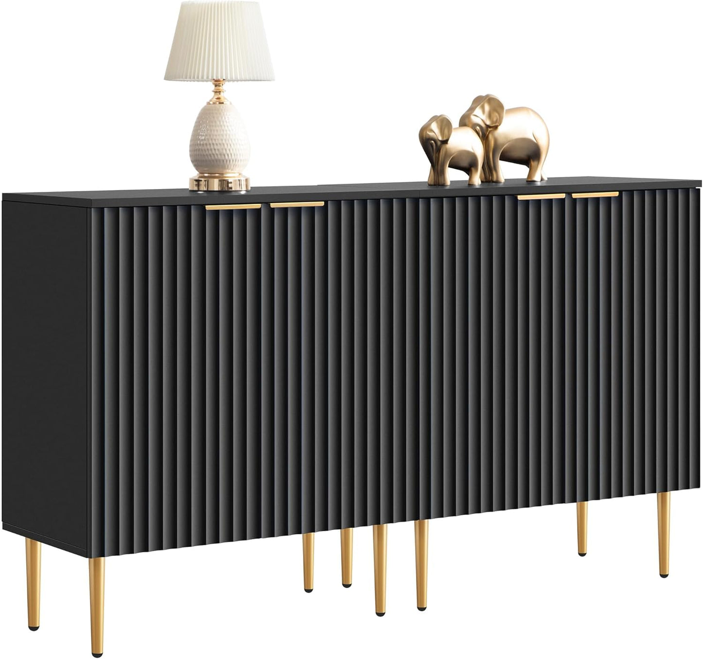 SICOTAS Modern Black Sideboard Set - Adjustable Storage