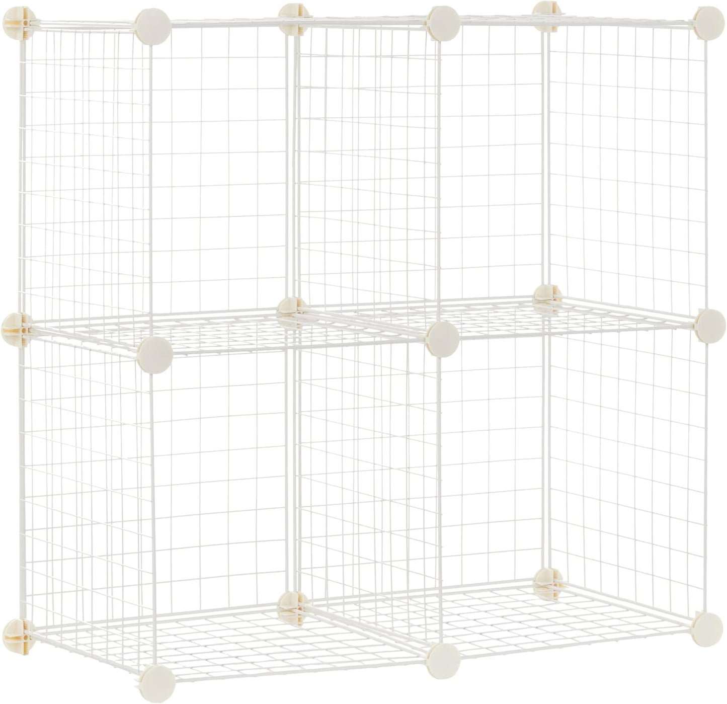 4 Cube Storage Organizer - Wire Grid Closet Shelves, White