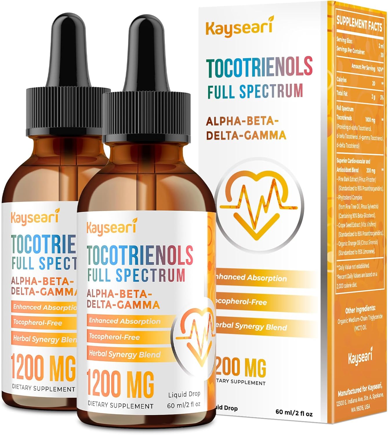 Full Spectrum Tocotrienols Supplement 1200mg for Antioxidant Support