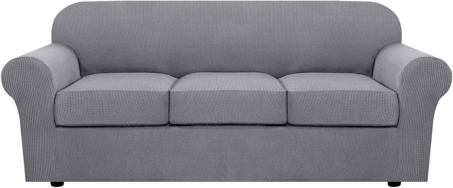 H.VERSAILTEX 4 Piece Stretch Sofa Covers for 3 Cushion Couch
