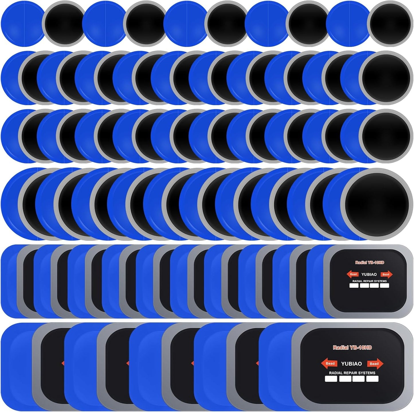 Tire Repair Patch Kit - 100 Pcs in 5 Sizes for Quick Fixes