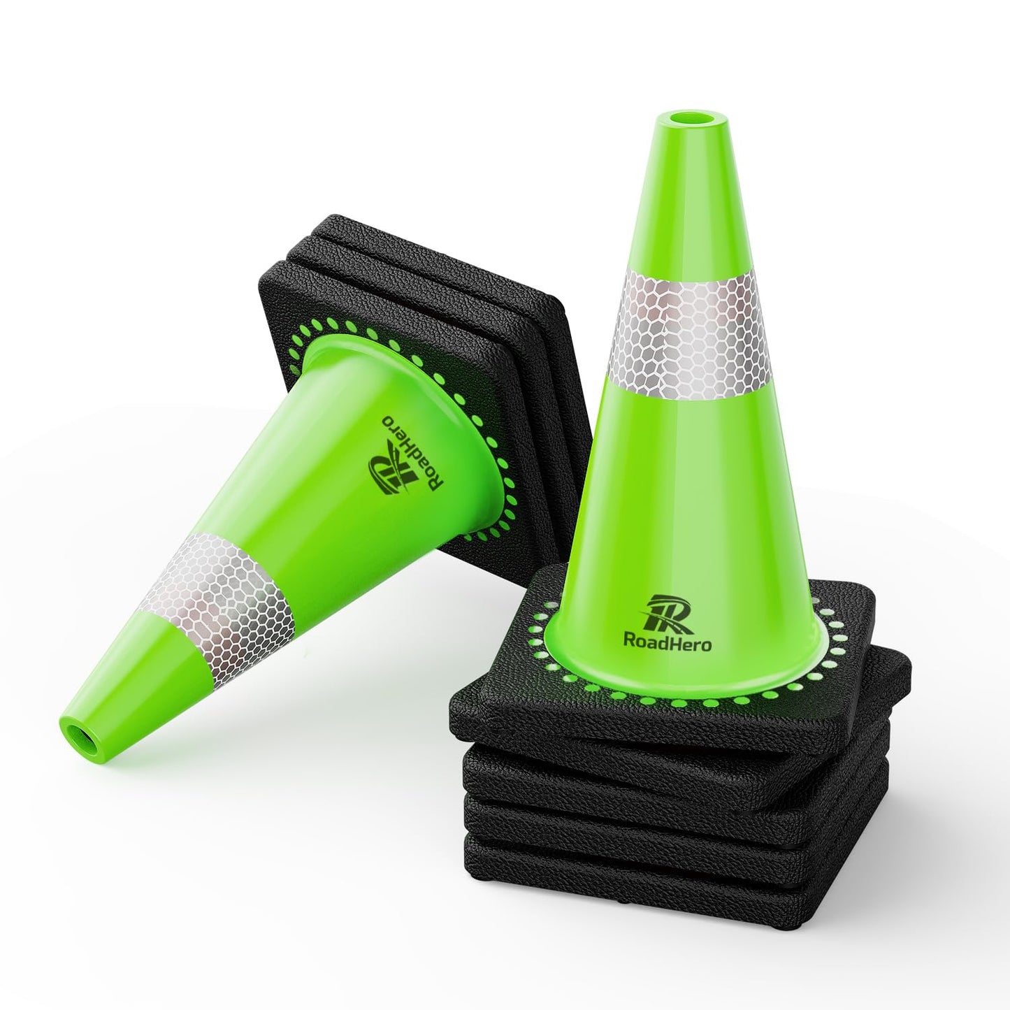 RoadHero 8 Pack Traffic Safety Cones 18 Inch for Road Safety