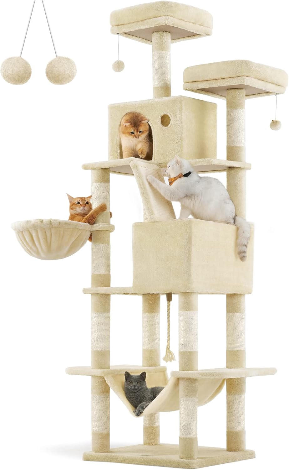 Feandrea Cat Tree 81.1-Inch Large Cat Tower for Indoor Cats